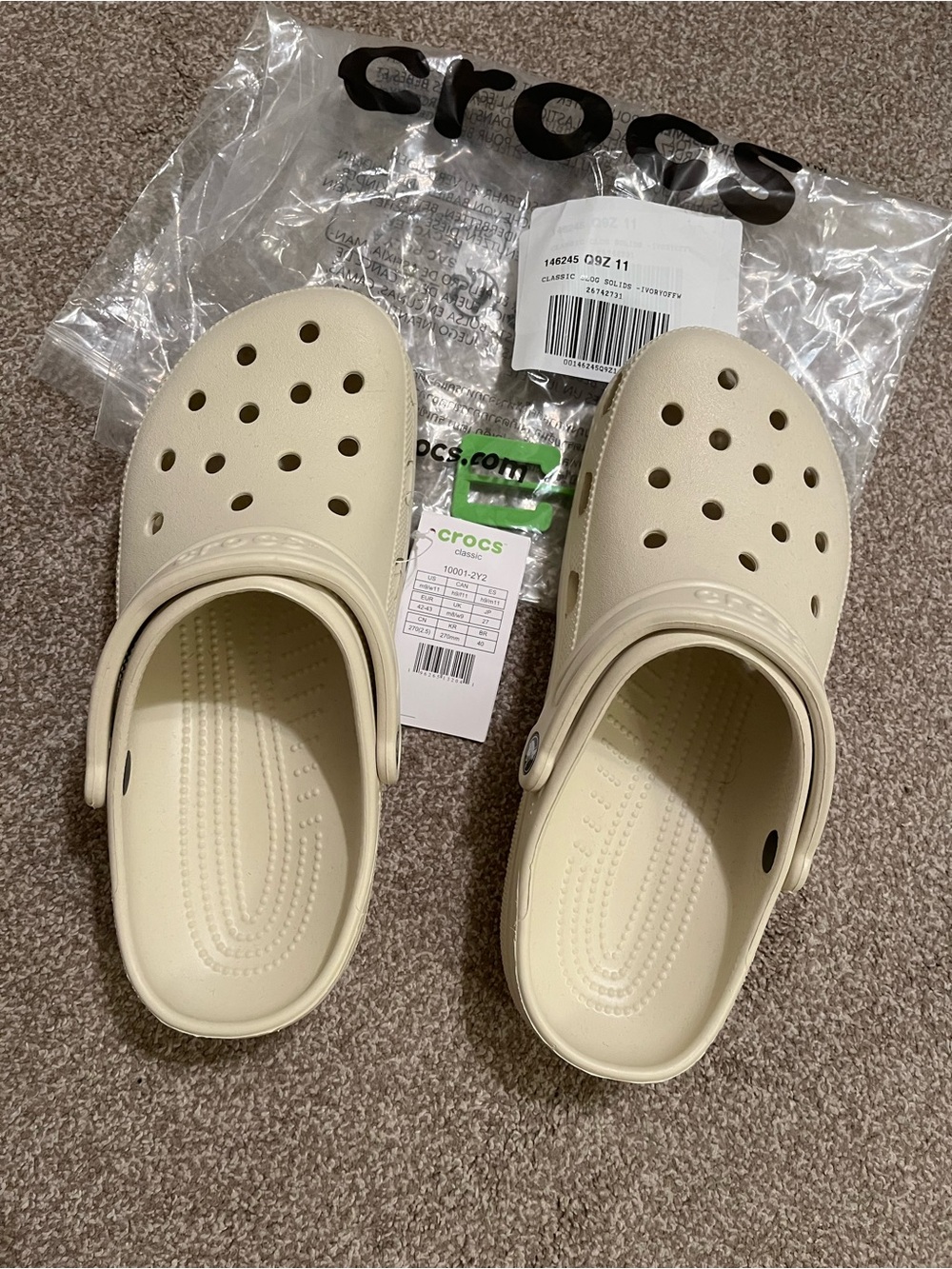 CROCS Classic Clog Sandals in Cream - Picture 4 of 9